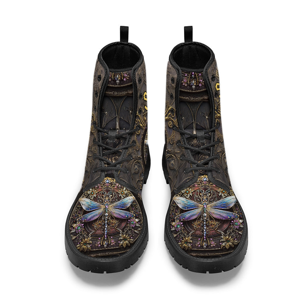Magnifique libellule - Bottes en cuir personnalisées avec libellule