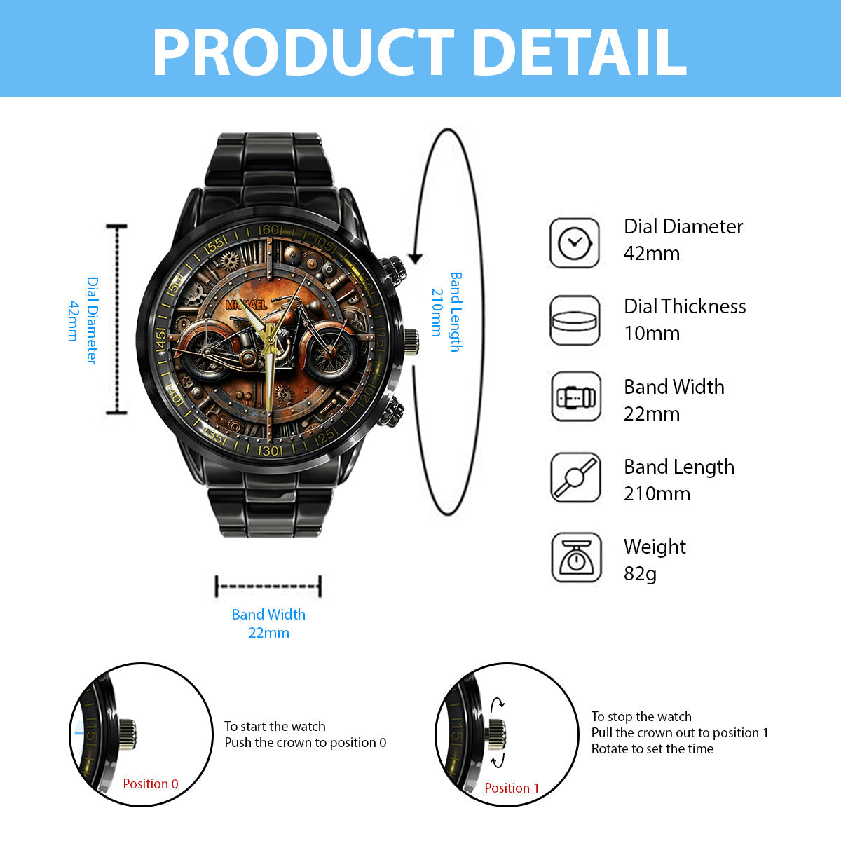 Il est temps de rouler - Montre-bracelet personnalisée pour motard