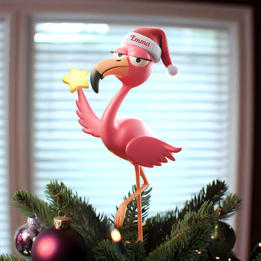 Lustiger Flamingo - Personalisierter Flamingo-Baumspitzenaufsatz