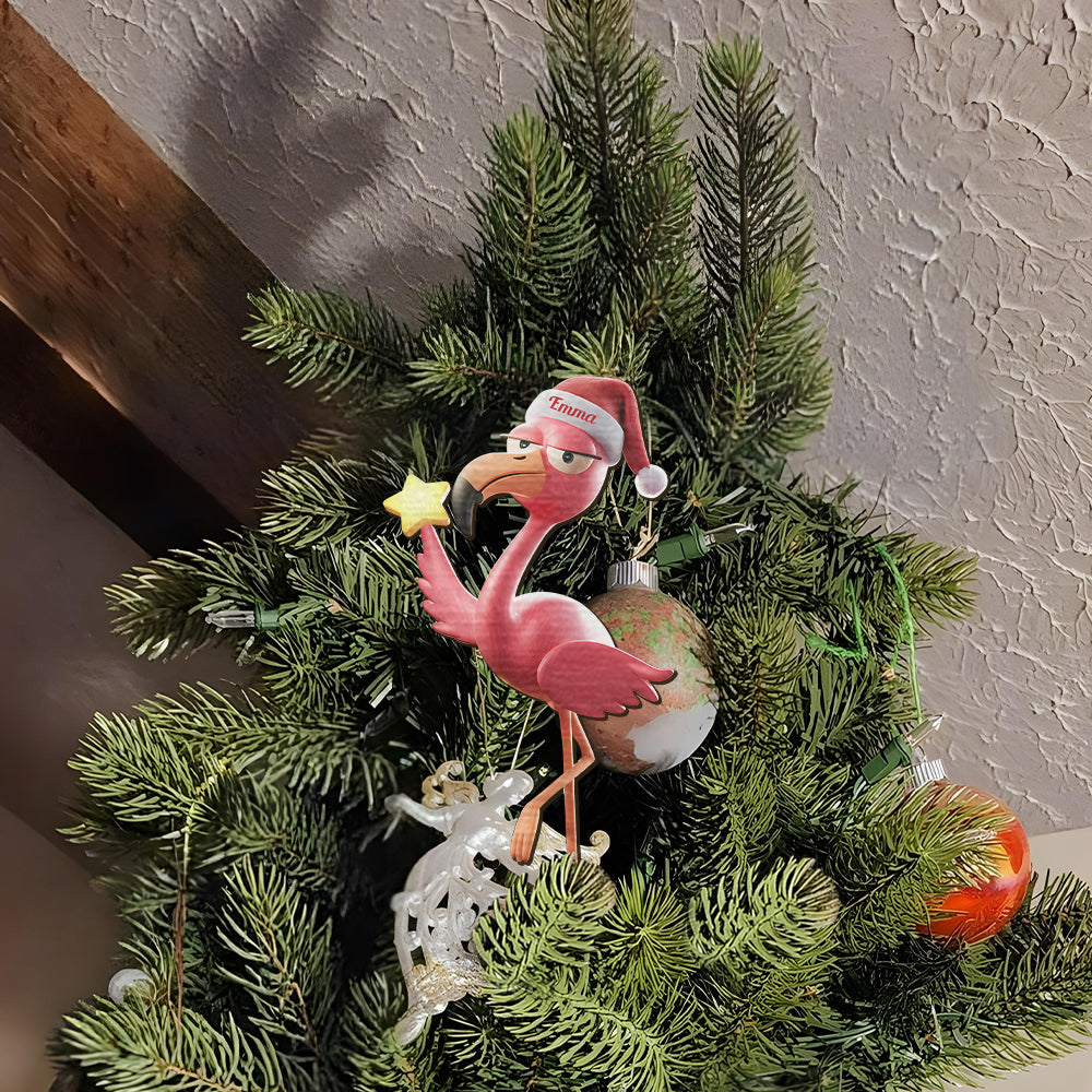 Flamant rose humoristique - Décoration de sapin personnalisée - Flamant rose