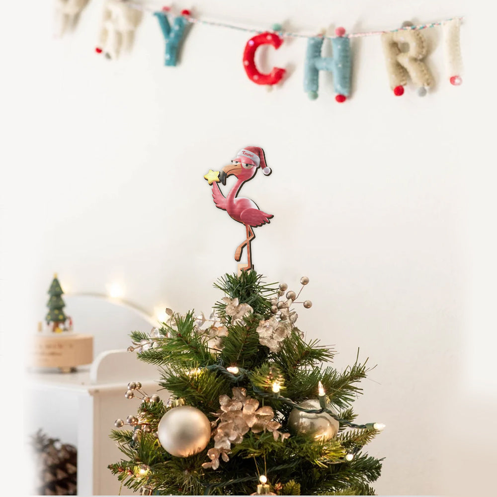 Flamant rose humoristique - Décoration de sapin personnalisée - Flamant rose