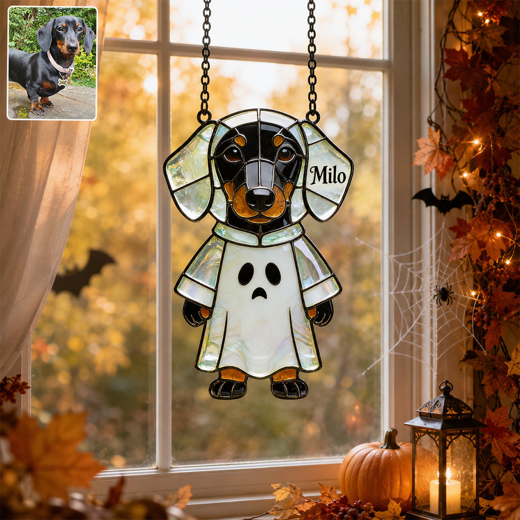 Pet Halloween - Personalized Dachshund Long Hair 3D Printed Glass Suncatcher