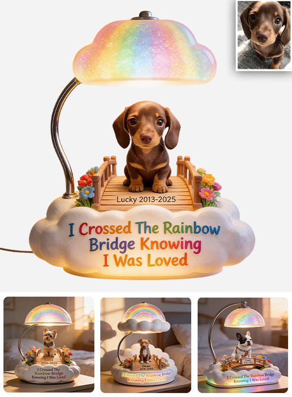 Ich habe die Regenbogenbrücke überquert - Personalisierte Corgi Acryl LED Nachtlicht