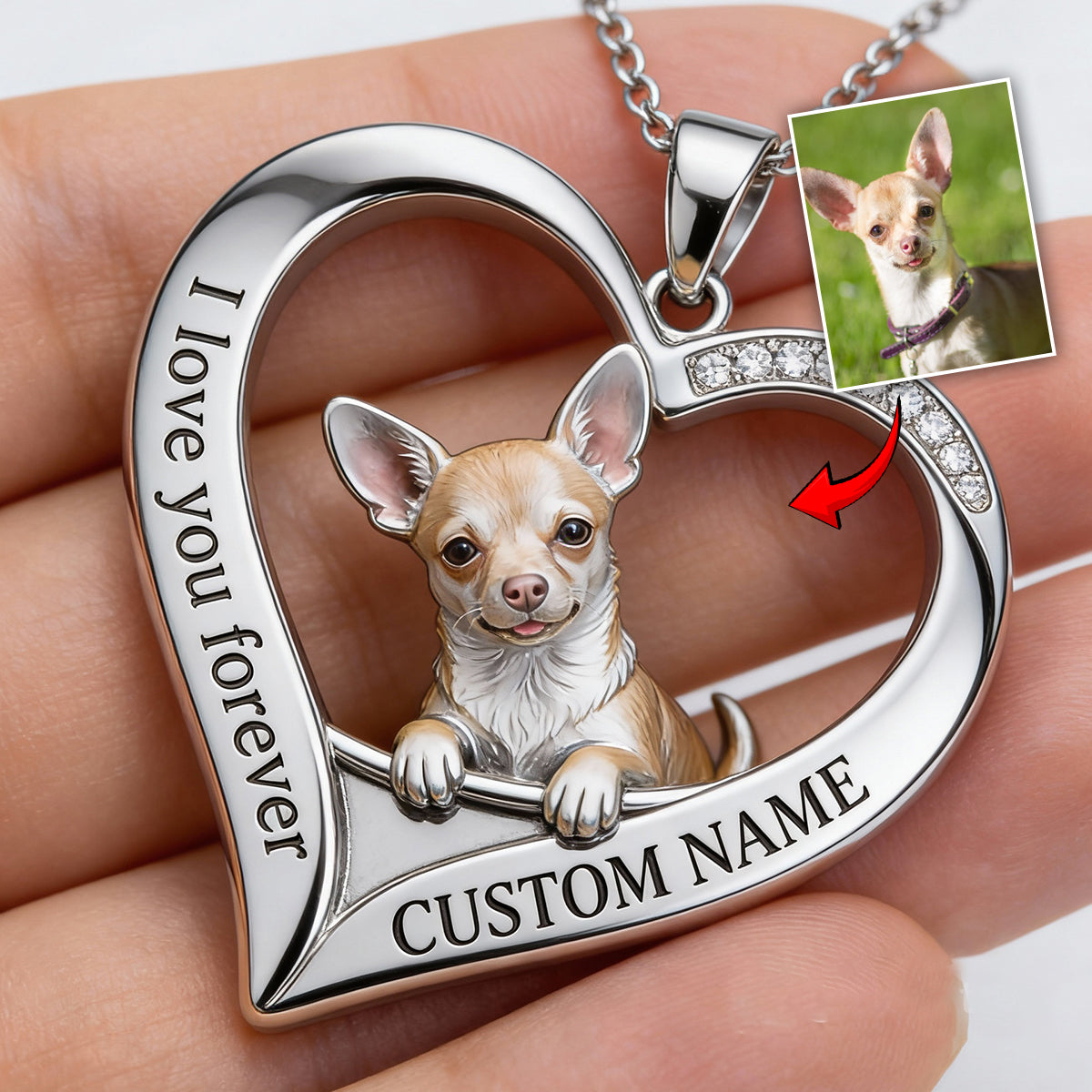 Personalisierter Anhänger in Form eines blauen Siberian Husky von jedem Foto