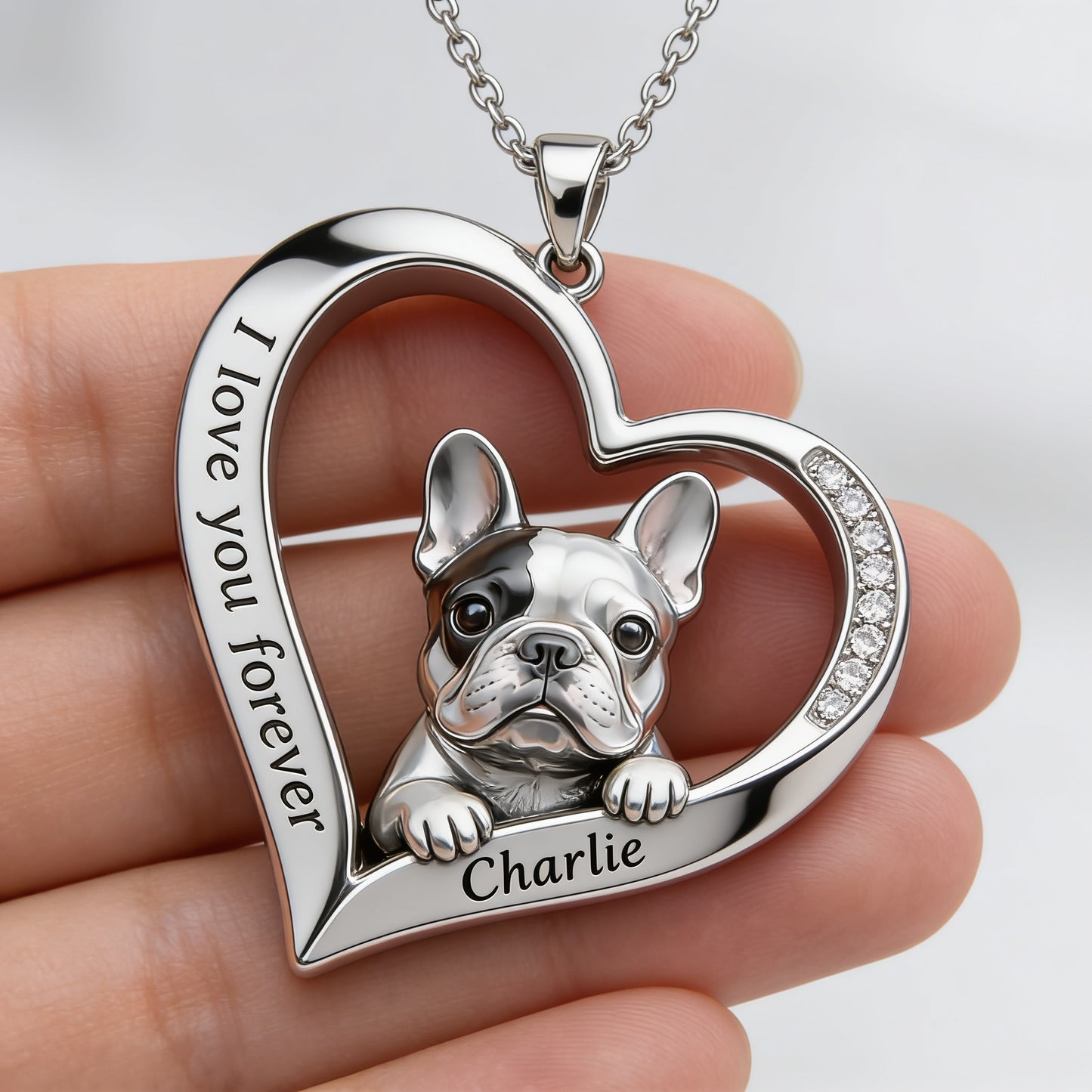Personalisierter französischer Bulldoggen-Metallanhänger-Halskette aus jedem Foto