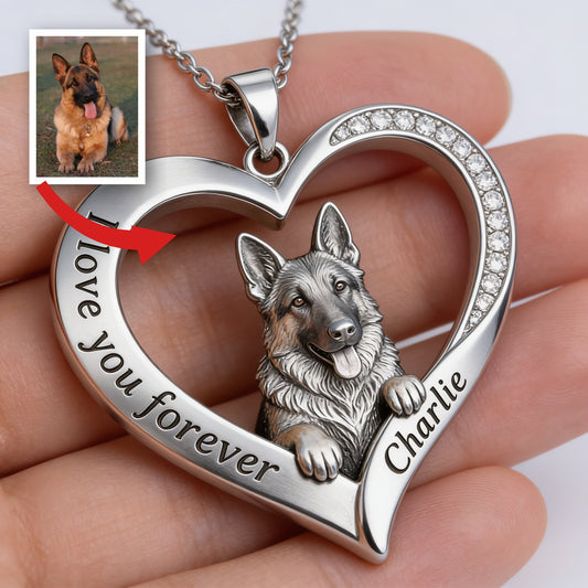 Personnalisé à partir de n'importe quelle photo - Collier en métal en forme de Berger Allemand