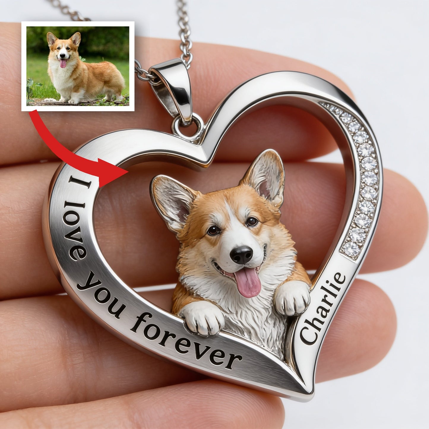 Personalisierter Welsh Corgi Metallanhänger - Aus jedem Foto