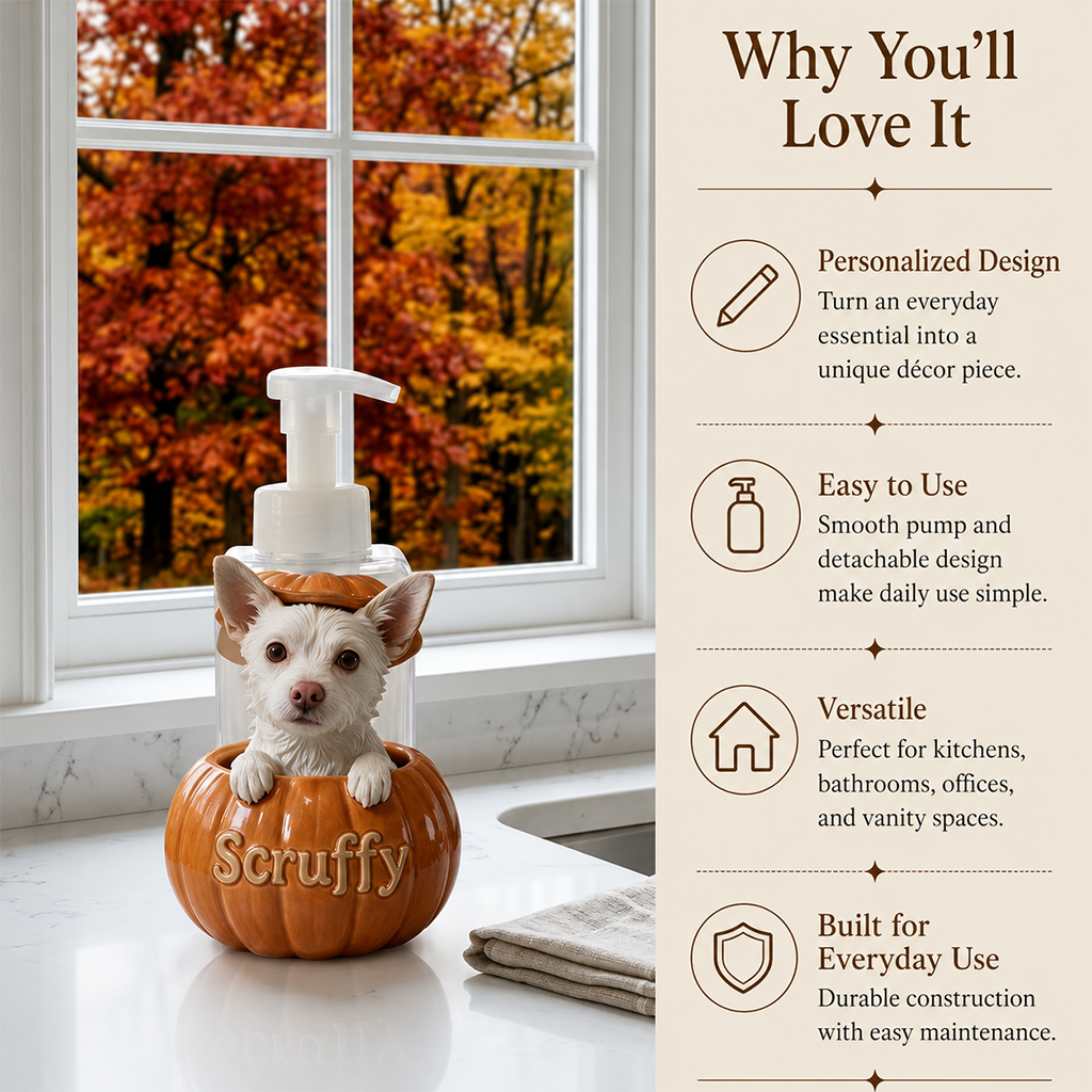 Personalized German Shepherd Pumpkin Peek Soap Pump Dispenser Fall Halloween Dog Lover Gift
