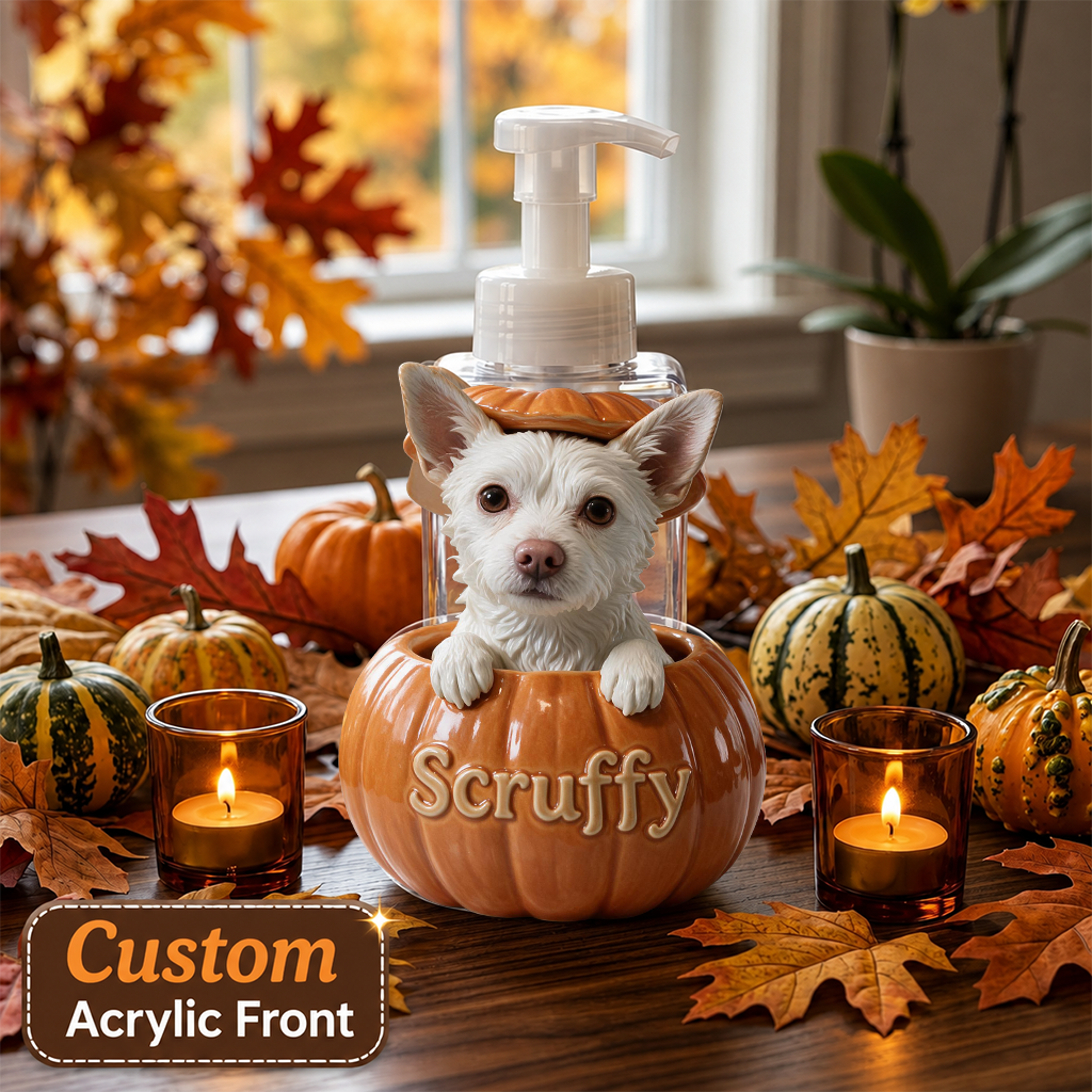 Personalized Blue-Eyed Siberian Husky Pumpkin Peek Soap Pump Dispenser Fall Halloween Dog Lover Gift