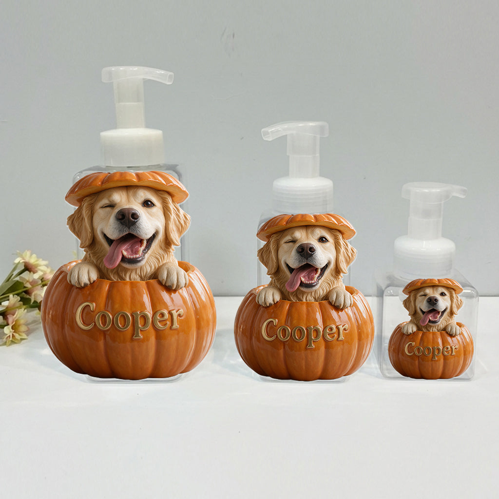 Personalized German Shepherd Pumpkin Peek Soap Pump Dispenser Fall Halloween Dog Lover Gift