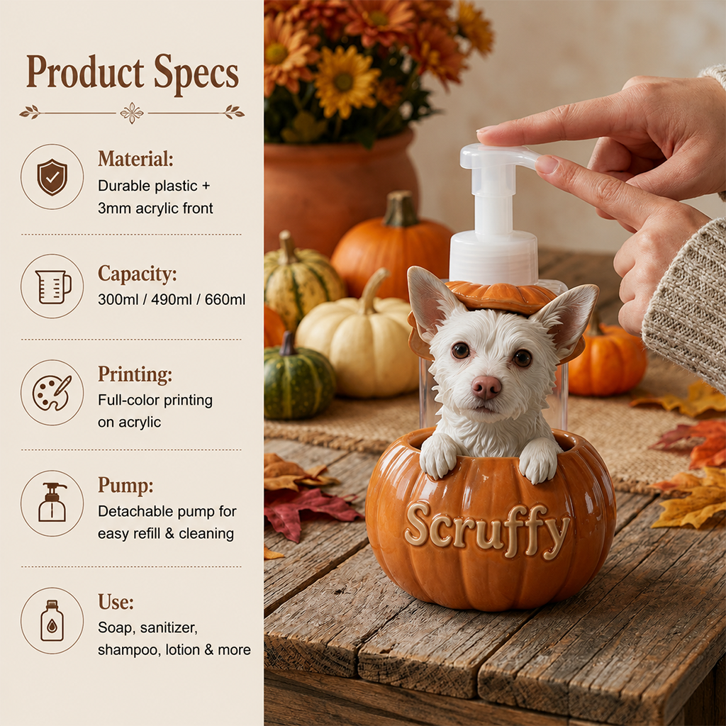Personalized German Shepherd Pumpkin Peek Soap Pump Dispenser Fall Halloween Dog Lover Gift