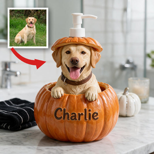 Distributeur de savon personnalisé Labrador Retriever jaune, cadeau automnal pour amoureux des chiens