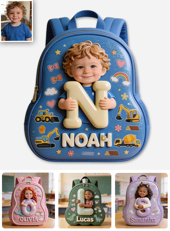 Personalized 3D Blonde Baby Boy Backpack Custom Name Changeable Patch Toddler School Gift for Little Boys
