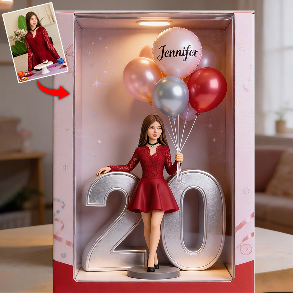 Personalisierte 70. Geburtstags-Acrylplakette, älterer Mann mit Luftballons, Erinnerungsstück für Papa oder Opa