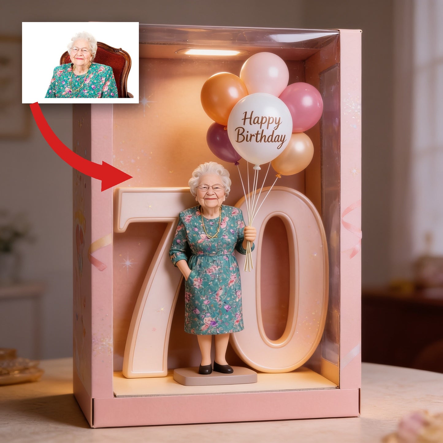Plaque Acrylique Personnalisée pour le 70ème Anniversaire, Cadeau Milestone pour Grand-Mère