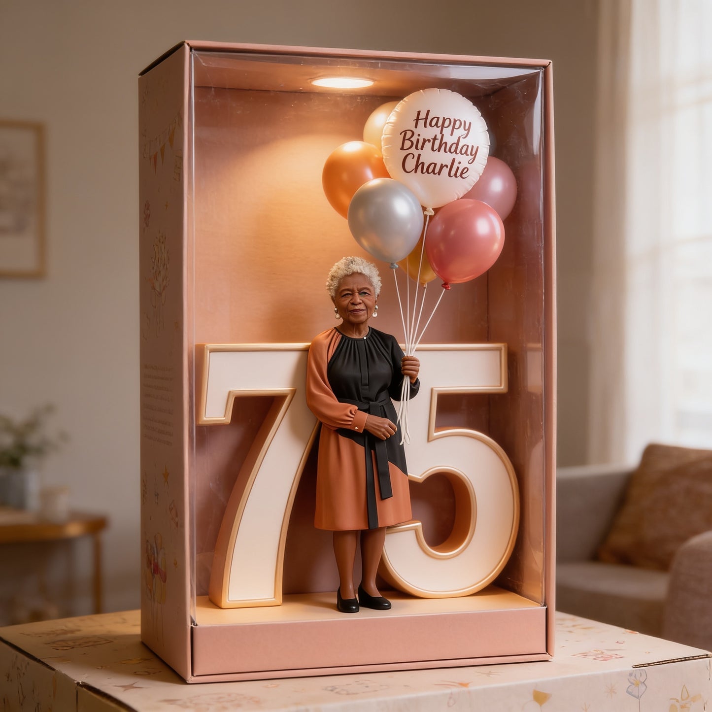 Plaque Acrylique Personnalisée pour le 75ème Anniversaire d'une Femme Noire Âgée
