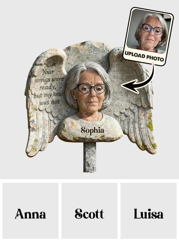 Personalisierte Kindermemorial-Engel Acrylgartenplakette 'Deine Flügel waren bereit' Erinnerungs-Geschenk