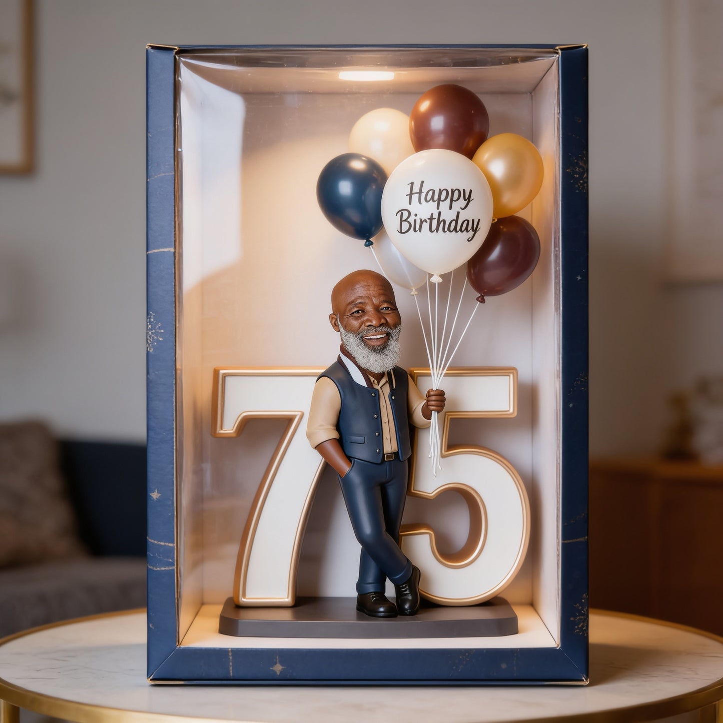 Plaque Acrylique Personnalisée Anniversaire Milestone Homme Âgé Souriant - Cadeau Unique pour le 75ème Anniversaire de Papa ou Papi