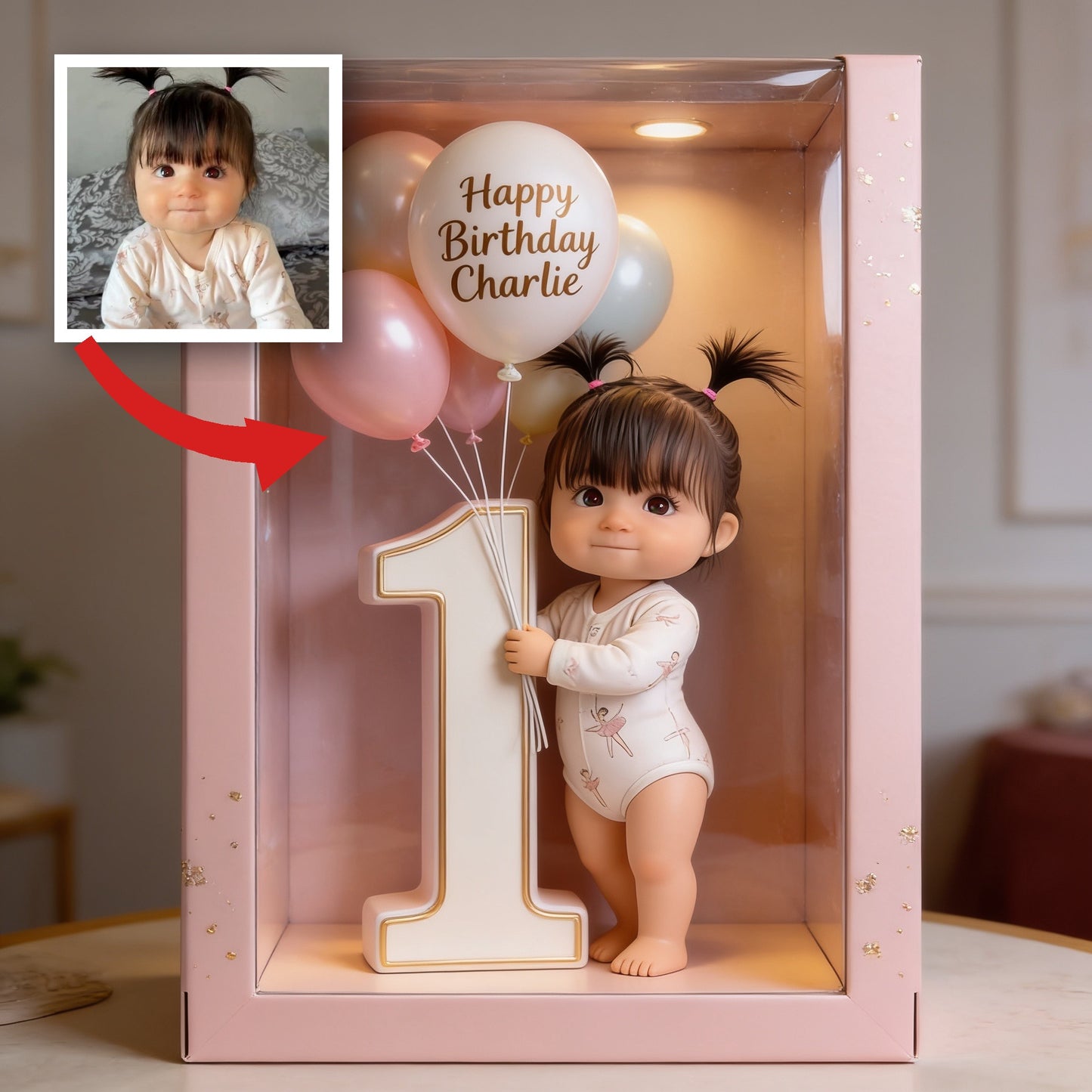 Personalisierte süße Baby 1. Geburtstag Acrylplakette, Ballon-Thema Geschenk