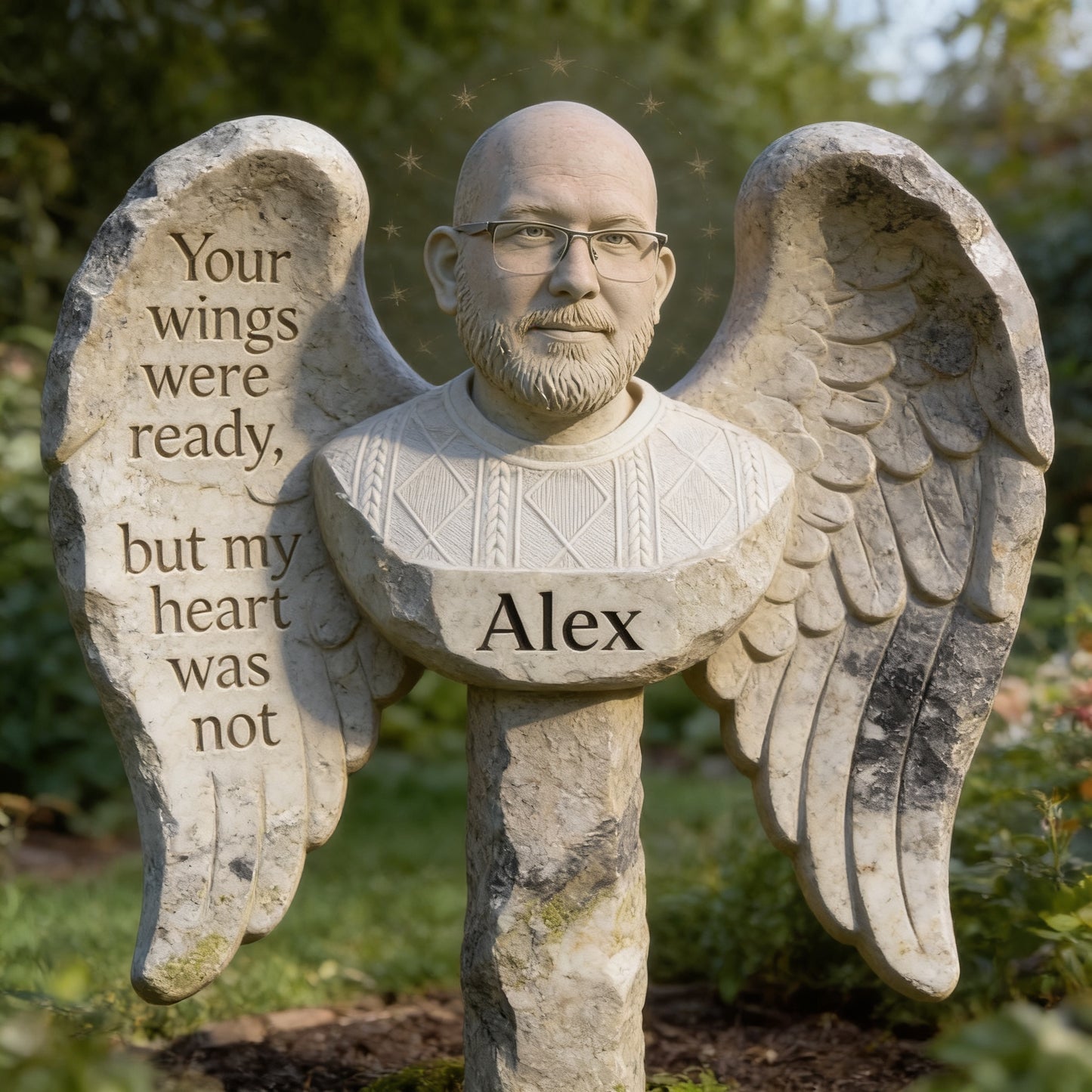 Personalisierte Man Memorial Acryl Gartenplakette 'Deine Flügel waren bereit' Trauergeschenk