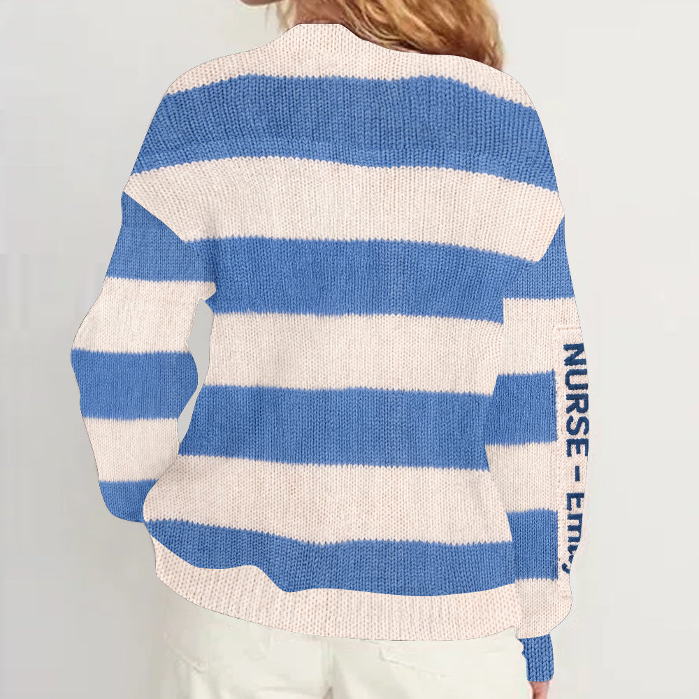 Personalized Pediatric Nurse Cardigan Sweater Faux Embroidered Nurse Life Appreciation Gift for Healthcare RN Staff