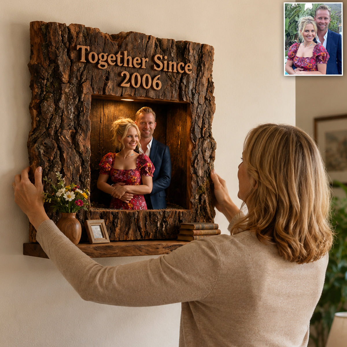 Personalized Romantic Naughty Black Couple Live Edge Wooden Floating Shelf Custom Wall Decor Gift for Valentine's Day, Anniversaries