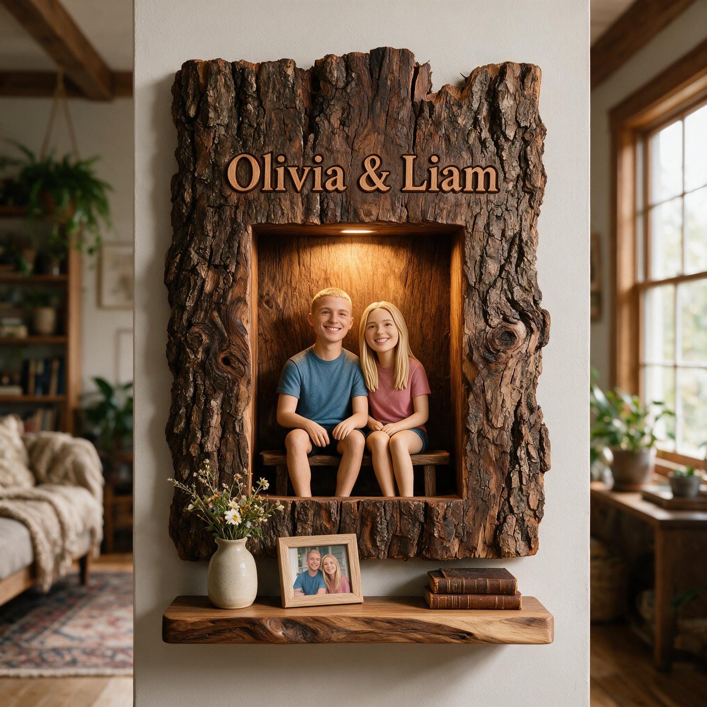 I'm Yours No Returns - Personalized Rustic Couple Wooden Floating Shelf Custom 3D Wall Art Romantic Home Decor Gift