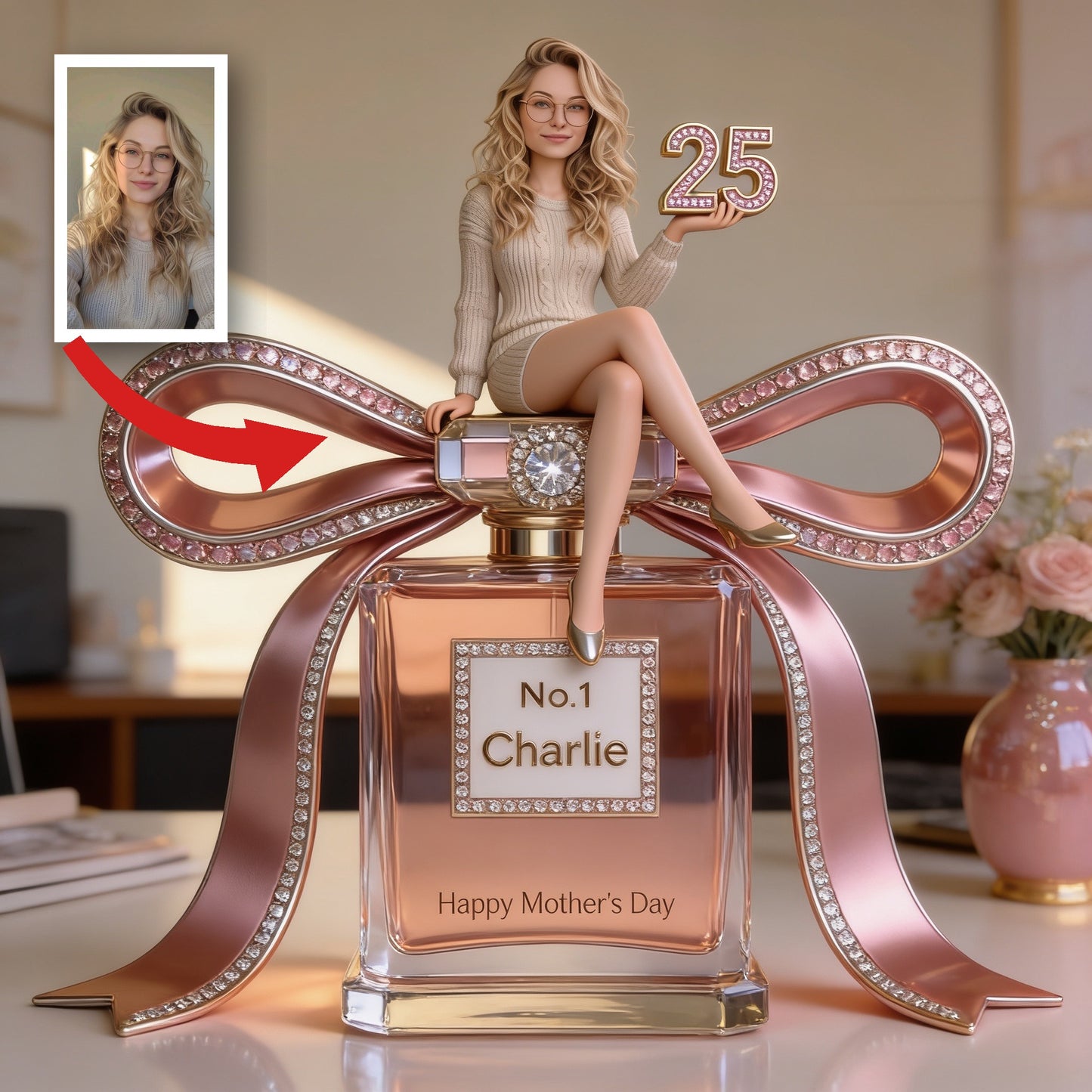 Custom Personalized Young Woman 25th Birthday Shaped Acrylic Plaque, Unique Keepsake Gift for Her Desk and Home Decor