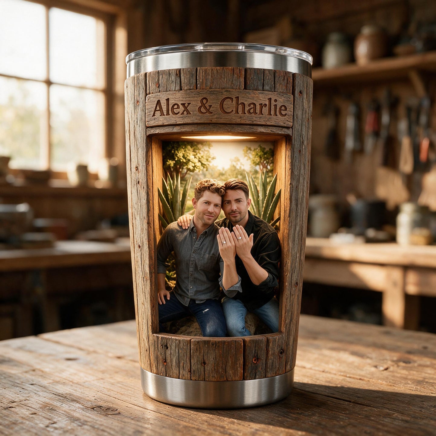 Personalized LGBT Latin Couple Tumbler 'You & Me We Got This' Rustic Wedding Engagement Gift For Gay Partners