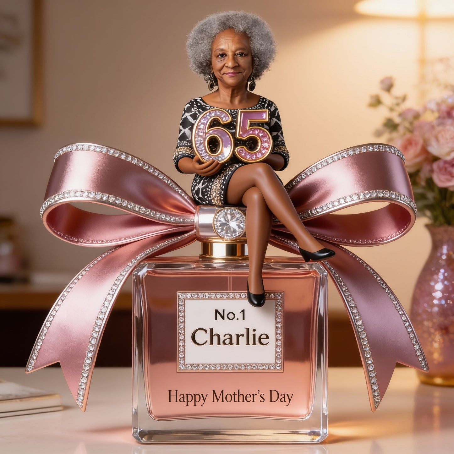Personalized Senior Black Woman 65th Birthday Custom Shaped Acrylic Plaque Thoughtful Mother's Day Desk Decor Gift