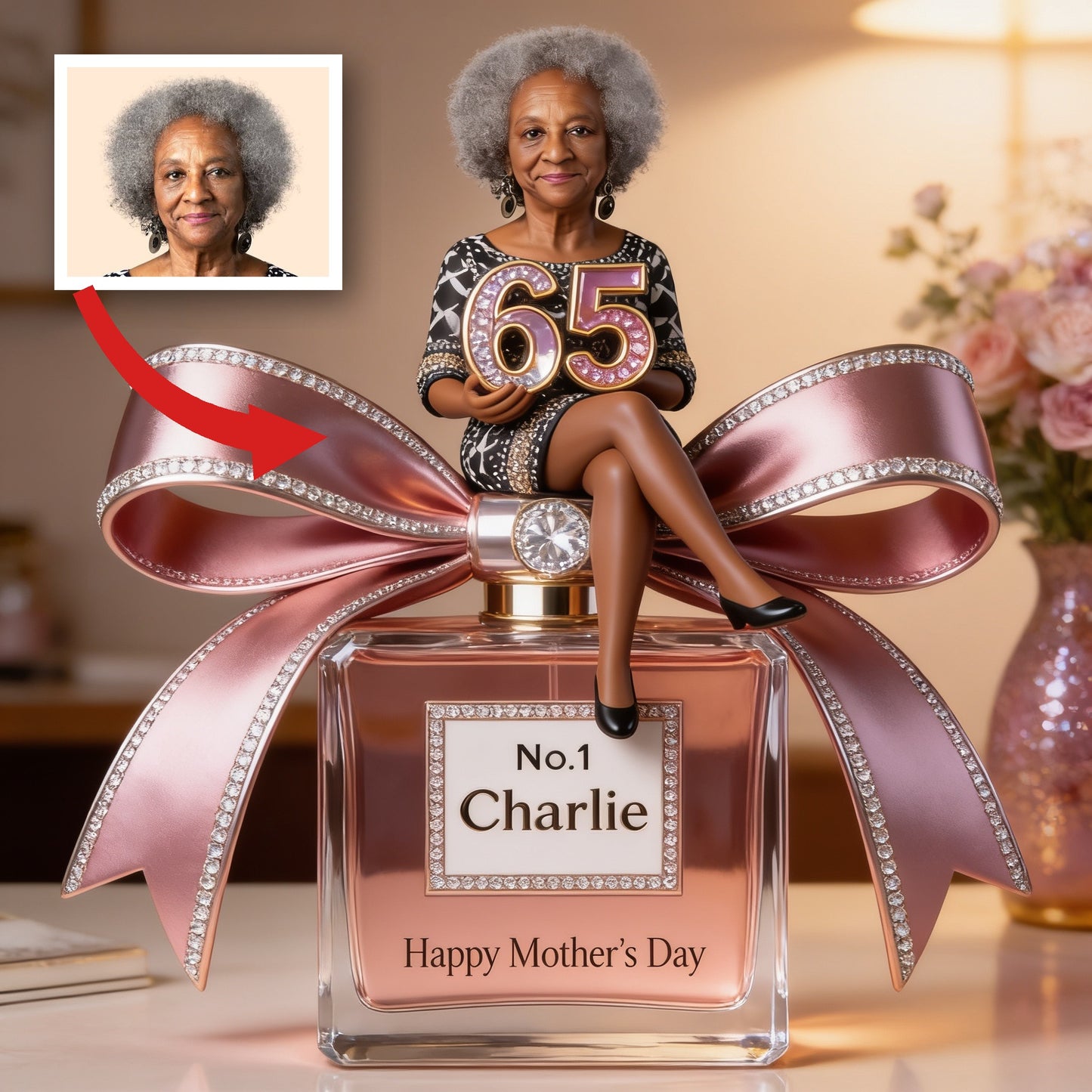 Personalized Senior Black Woman 65th Birthday Custom Shaped Acrylic Plaque Thoughtful Mother's Day Desk Decor Gift
