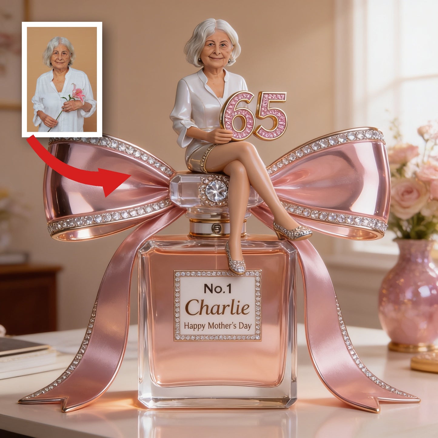 Personalized Senior Woman 65th Birthday Custom Shaped Acrylic Plaque, Unique Gift for Mom or Grandmother