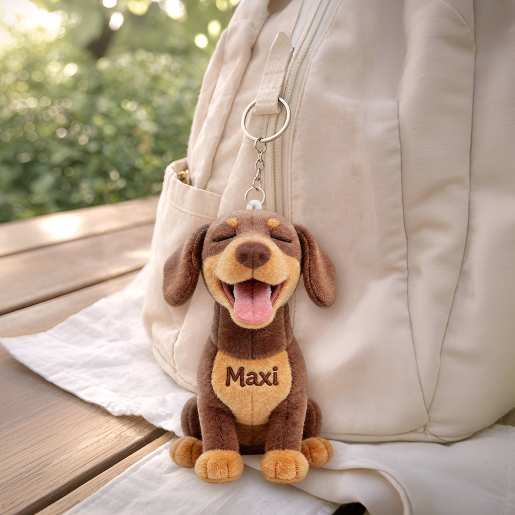 Immer an meiner Seite Personalisierter Sitzender Deutscher Schäferhund Plüsch Schlüsselanhänger, Individuelles Geschenk für Hundeliebhaber