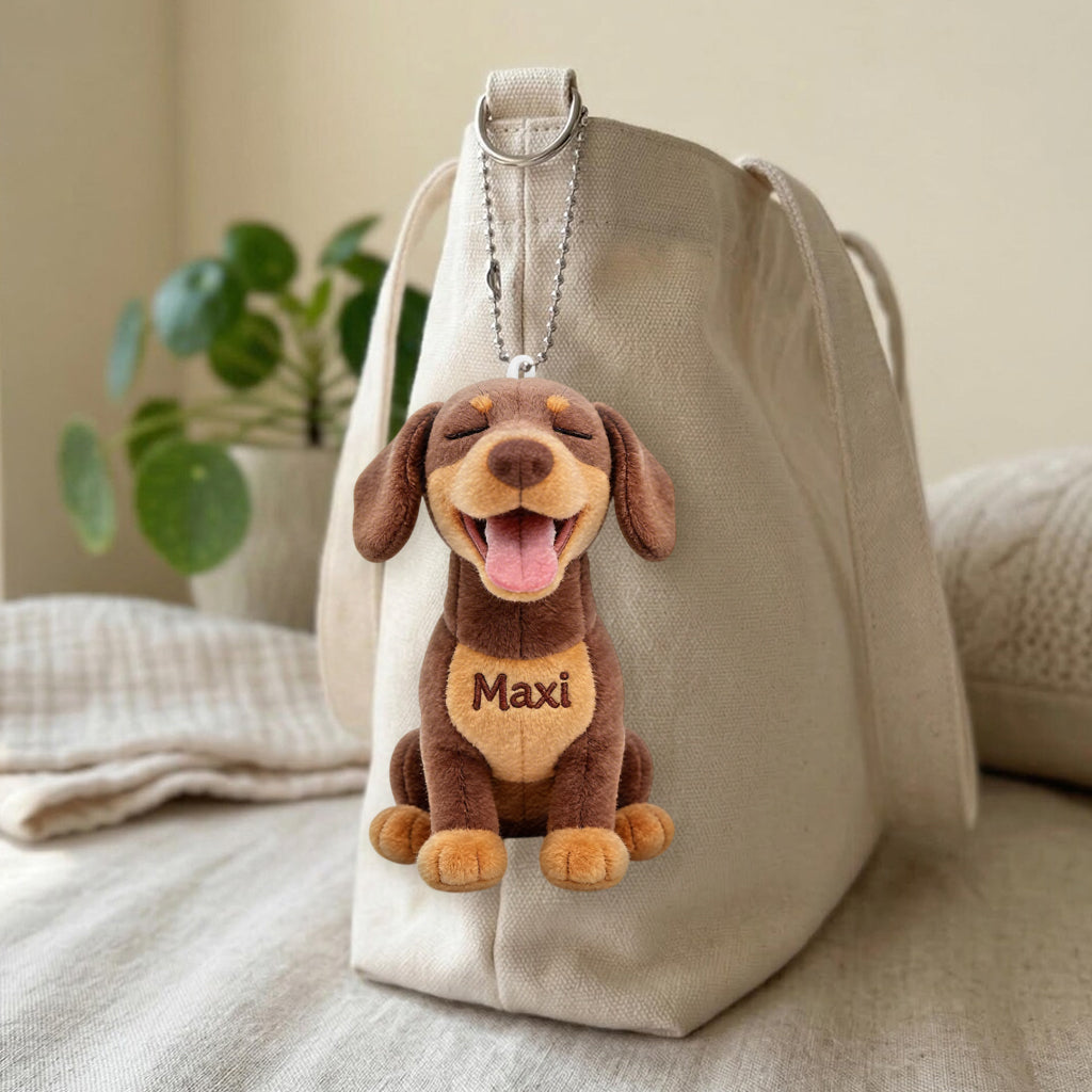 Immer an meiner Seite Personalisierter Sitzender Deutscher Schäferhund Plüsch Schlüsselanhänger, Individuelles Geschenk für Hundeliebhaber