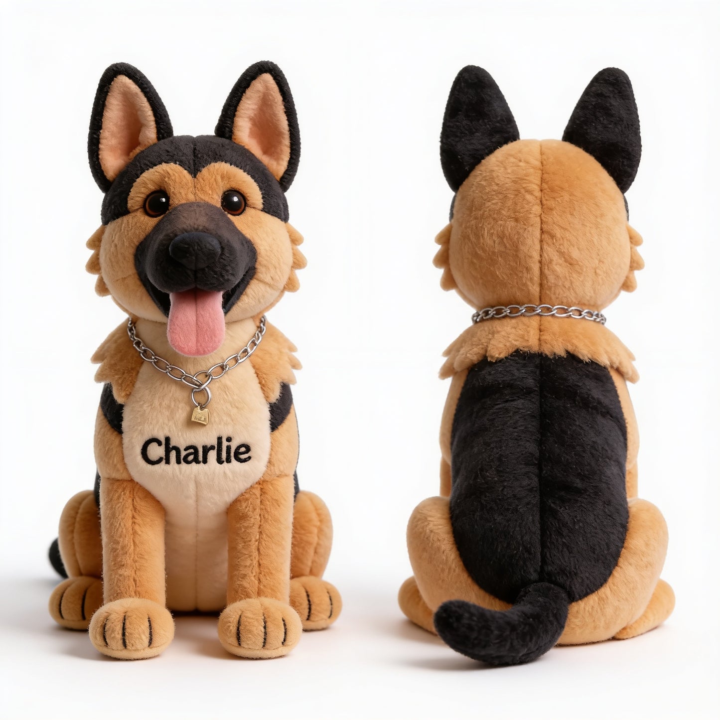 Immer an meiner Seite Personalisierter Sitzender Deutscher Schäferhund Plüsch Schlüsselanhänger, Individuelles Geschenk für Hundeliebhaber