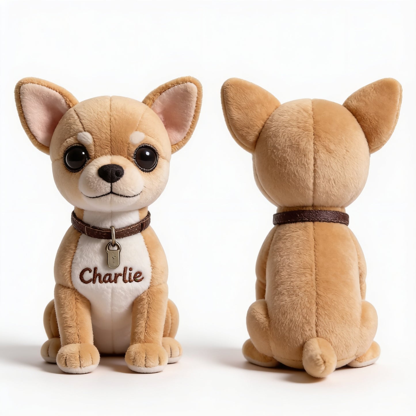 Personalisierter Tan Chihuahua Plüsch Schlüsselanhänger, individuelles Hundename Geschenk für Chihuahua-Liebhaber und Tierbesitzer