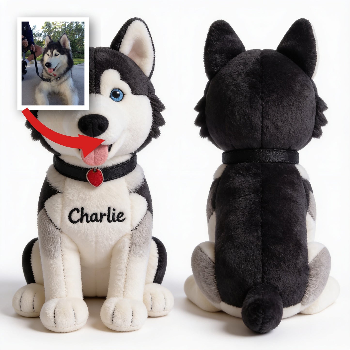 Personalisierter Siberian Husky Plüsch Schlüsselanhänger - Süßer Hund mit blauen Augen als individuelles Geschenk für Husky-Liebhaber und Tierbesitzer