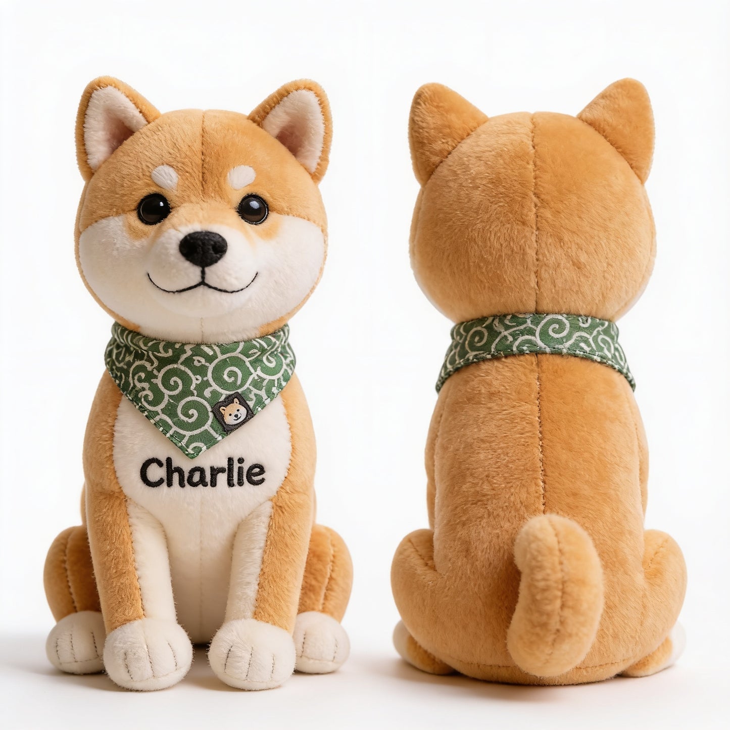 Immer an meiner Seite: Personalisierter sitzender Tan Shiba Inu Plüsch-Schlüsselanhänger, individuelles Geschenk für Shiba Inu-Besitzer und Hundefreunde
