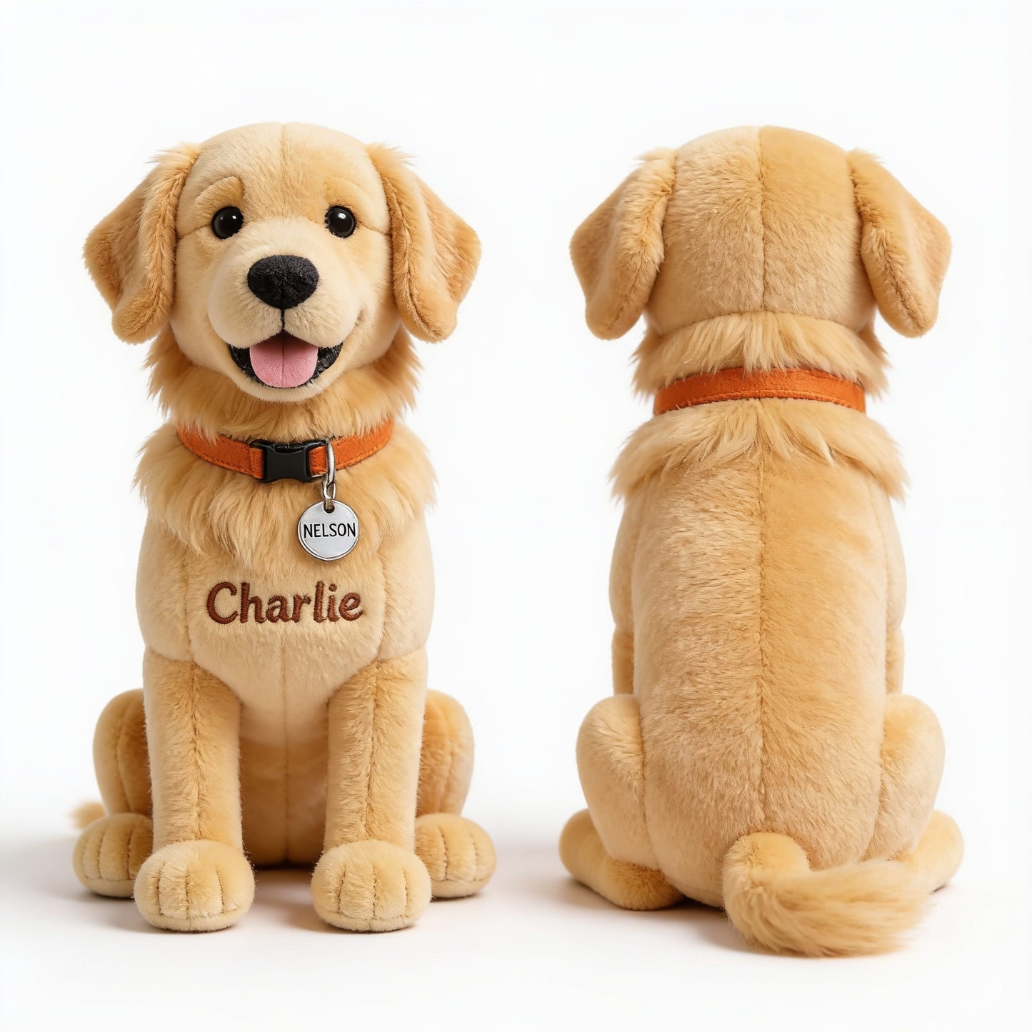 Personalisierter Flauschiger Golden Retriever Plüsch Schlüsselanhänger, Individueller Namens Hund Charm Geschenk für Golden Retriever Liebhaber