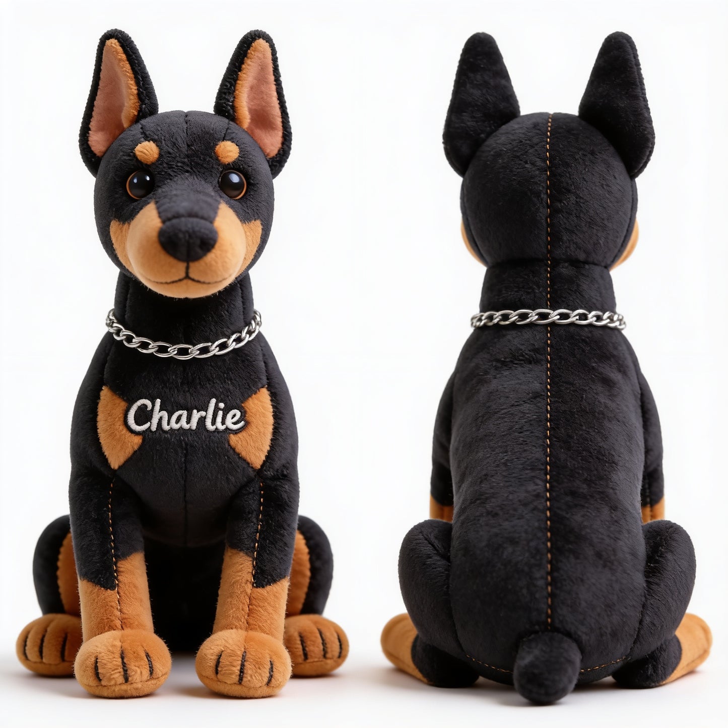Personalisierter Schwarzer & Brauner Rottweiler Plüsch Schlüsselanhänger, Individuelles Geschenk für Rottweiler-Besitzer