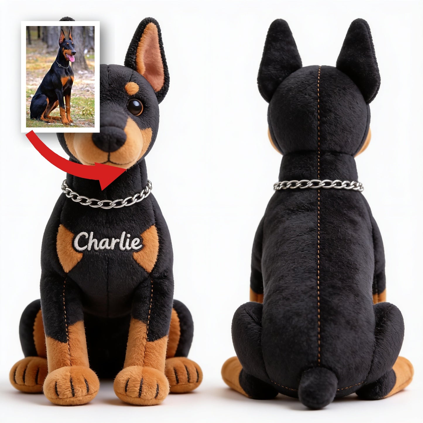 Personalisierter Schwarzer & Brauner Rottweiler Plüsch Schlüsselanhänger, Individuelles Geschenk für Rottweiler-Besitzer