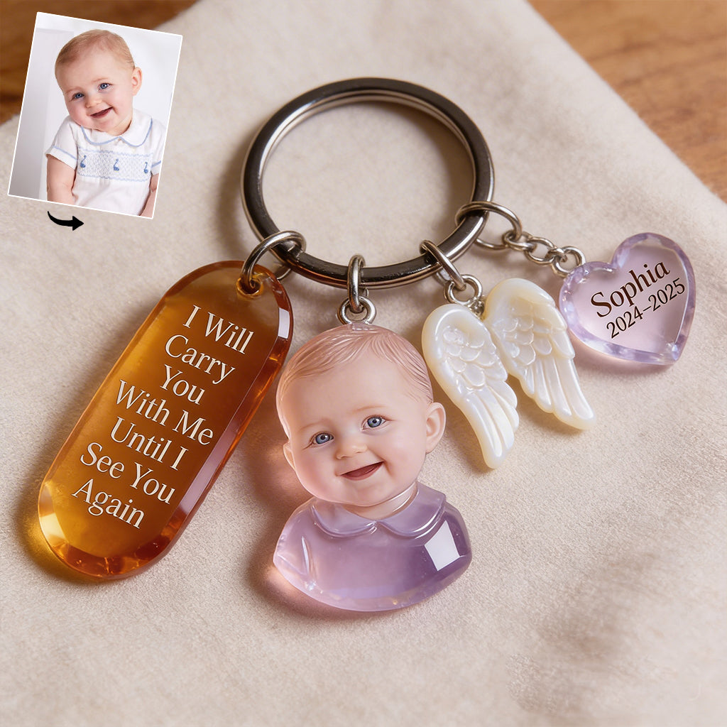 Personalized Custom Black Woman Portrait Memorial Keychain with Charms Sympathy Remembrance Keepsake Gift