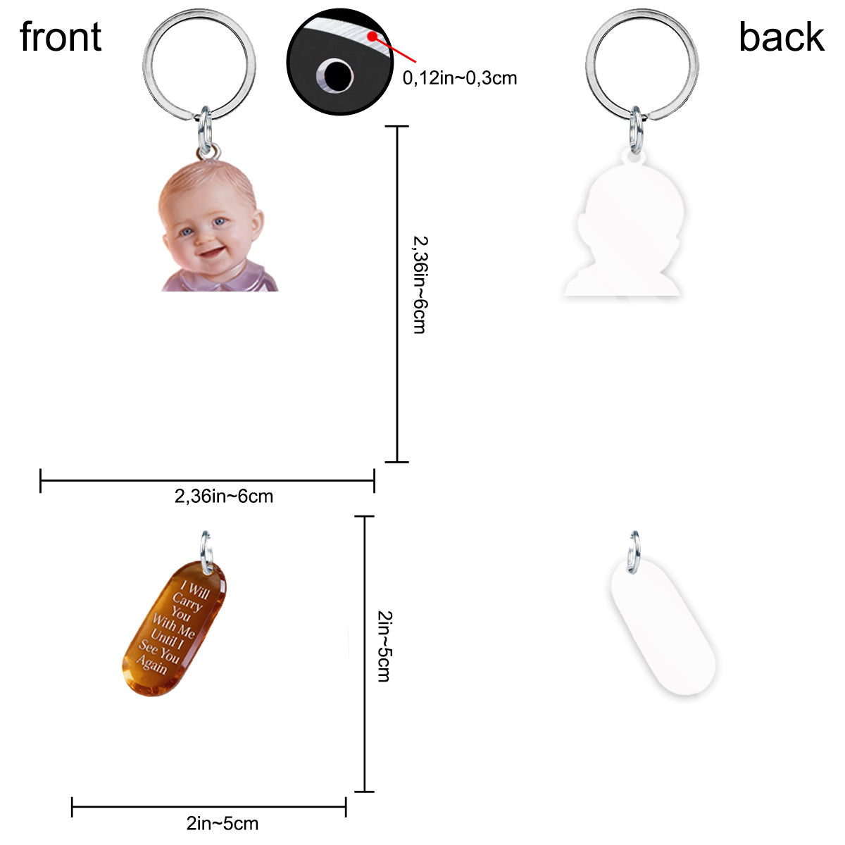Personalized Custom Man Portrait Memorial Keychain with Angel Wing Charms, Sympathy Remembrance Keepsake Gift