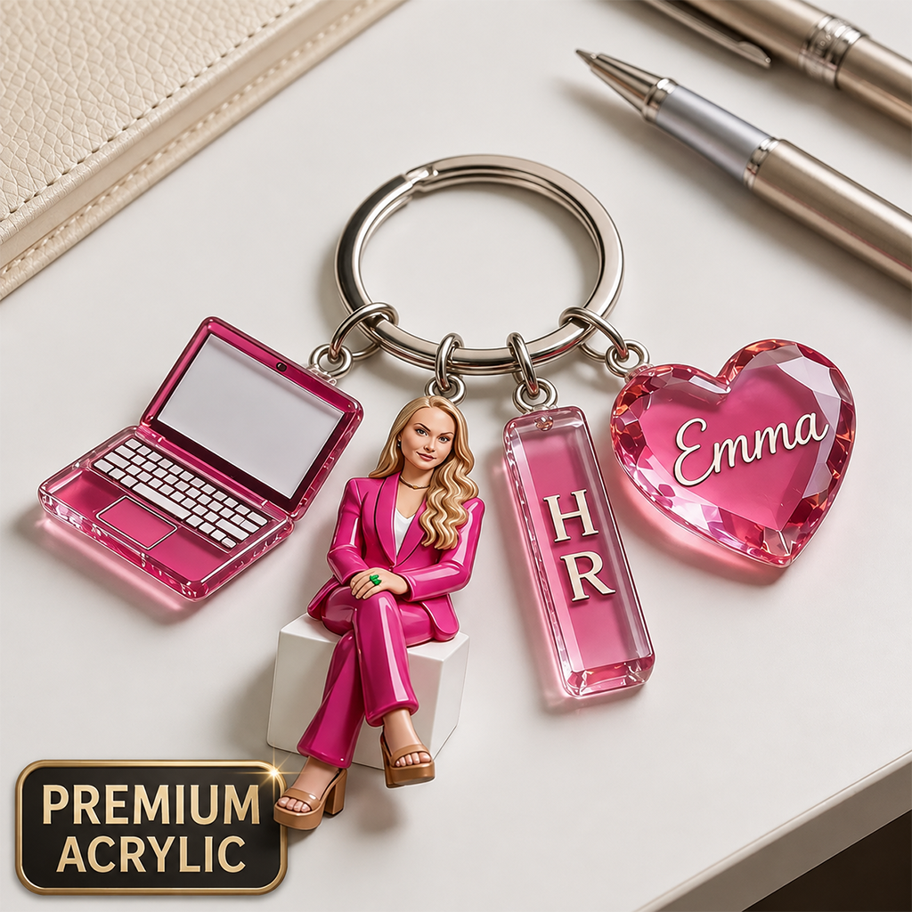 Porte-clés personnalisé pour homme adulte, cadeau d'appréciation du personnel de bureau avec des charms acryliques thématiques