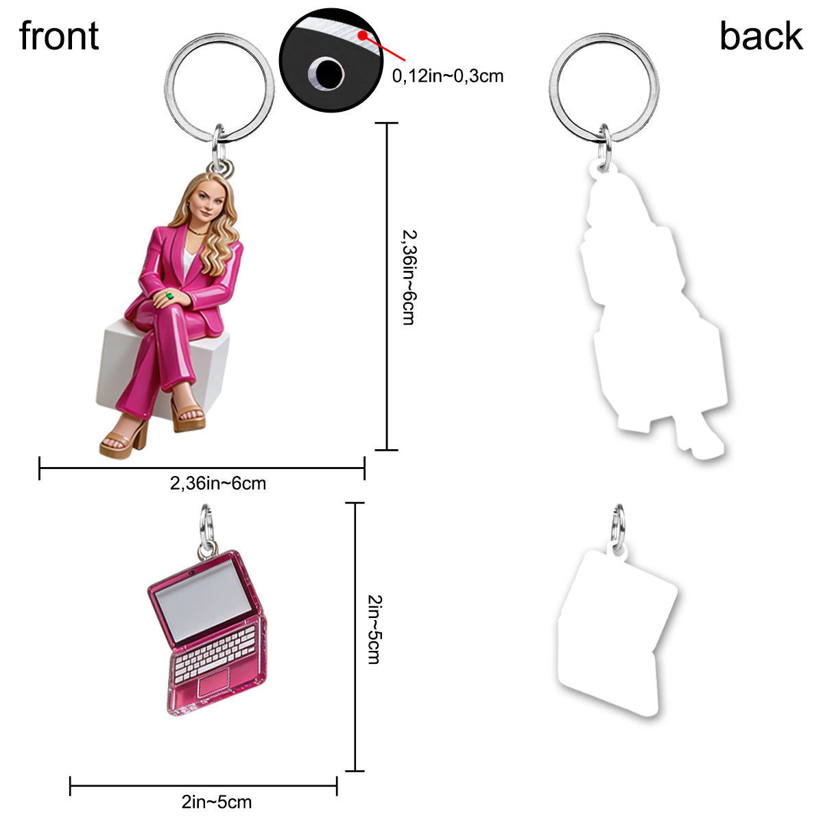 Porte-clés Portrait Femme Personnalisé, Cadeau Appréciation Équipe Bureau