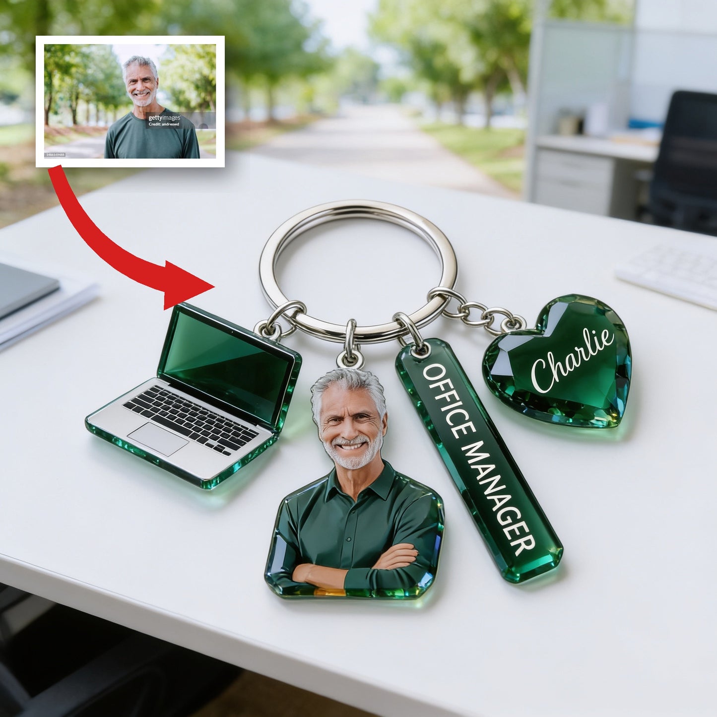 Porte-clés personnalisé pour homme adulte, cadeau d'appréciation du personnel de bureau avec des charms acryliques thématiques