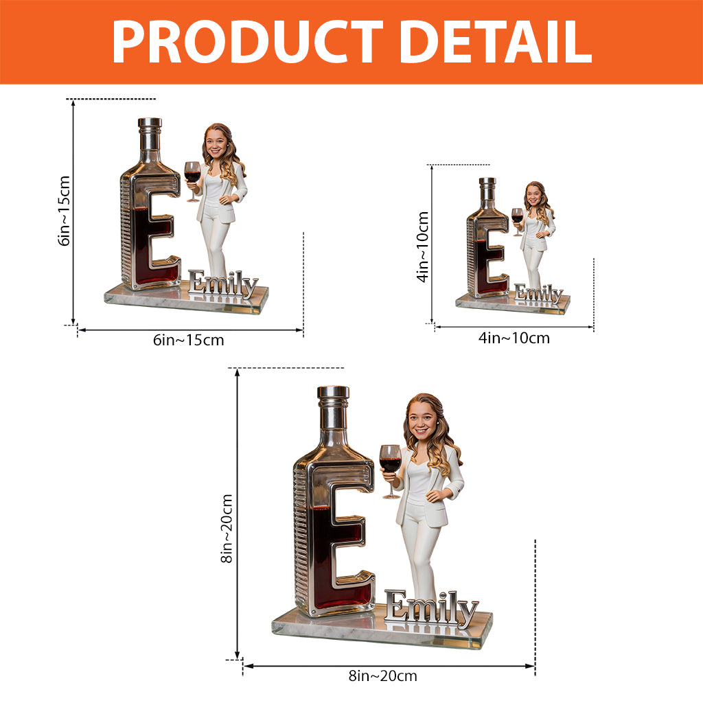Personalized Wine Lover Custom Shaped Acrylic Plaque - Blonde Adult Woman with Wine Glass, Custom Name Home Bar Decor Gift