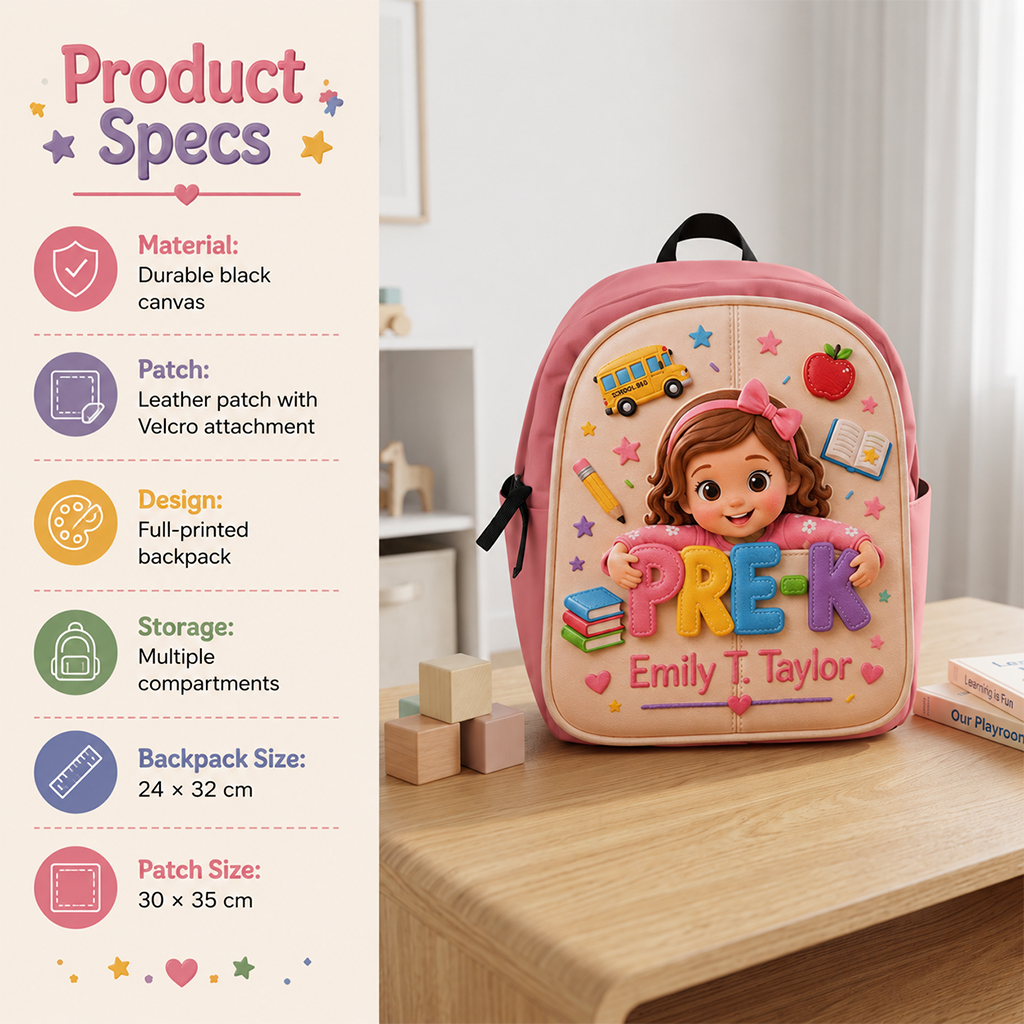 Personalized 3D Curly Haired Little Latina Boy Backpack, Cute Pre-K Back To School Gift For Preschool Kids