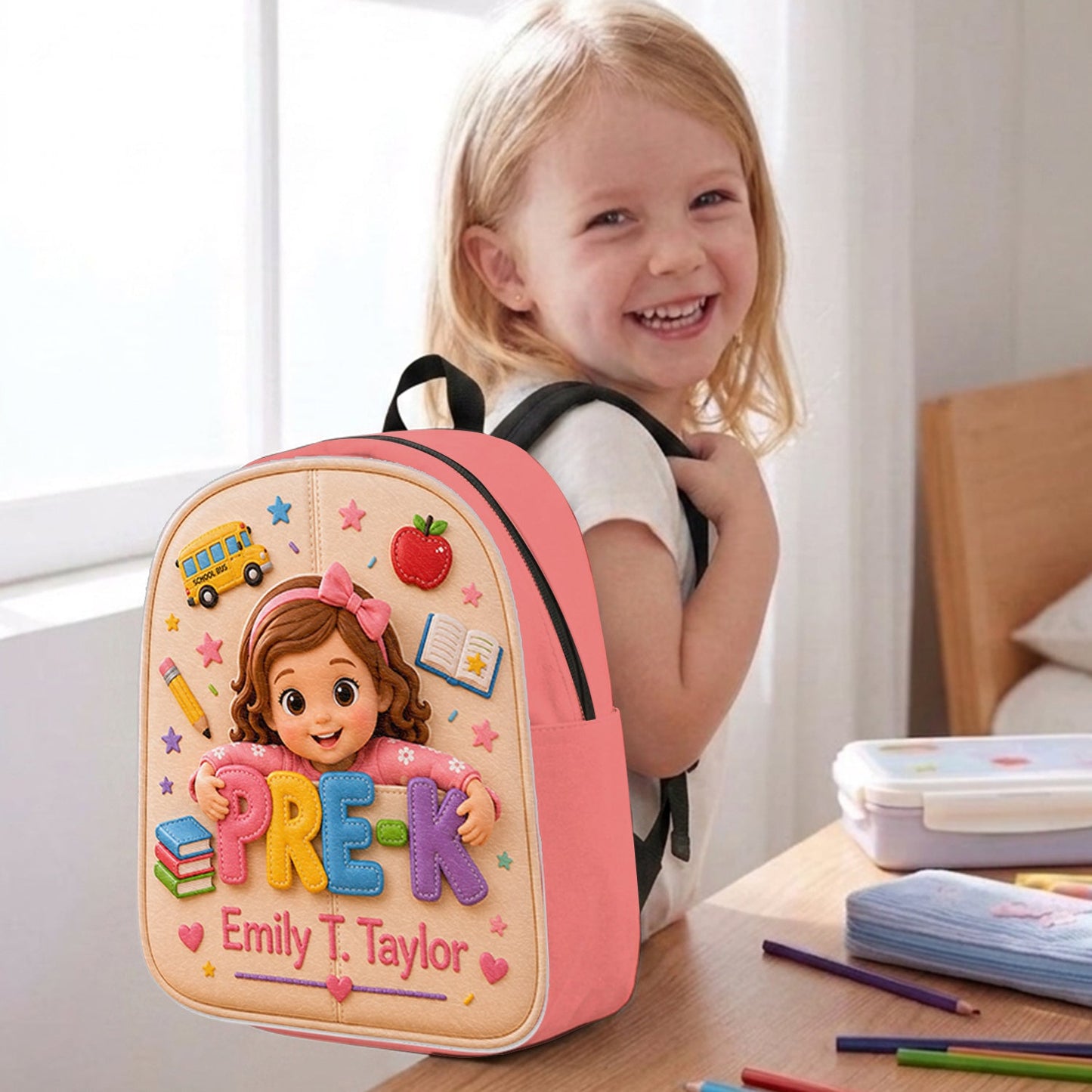 Personalized 3D Curly Haired Little Latina Boy Backpack, Cute Pre-K Back To School Gift For Preschool Kids