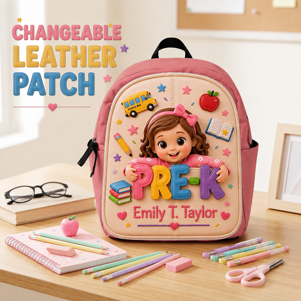 Personalized 3D Little Latina Girl Pre-K Backpack Custom Leather Patch Perfect Back To School Gift For Preschool Kids